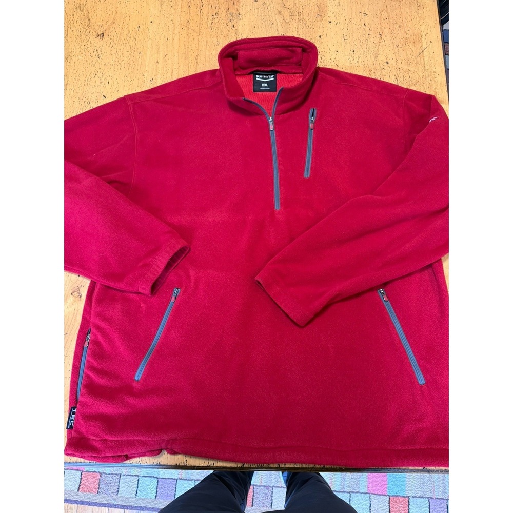 SCOTTeVEST Microfleece Men Xx Large Red 1/2 Zip Pullover Fleece Jacket Pure Poly